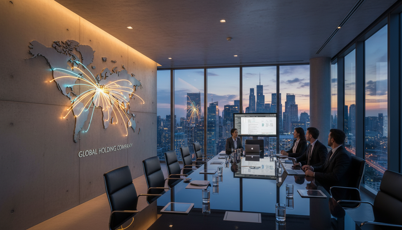 BGTH office space with a world map